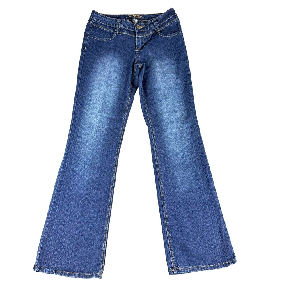 Southpole Jeans Women's 3 Blue Flare Wide Leg Bottom Denim Casual Western Pants